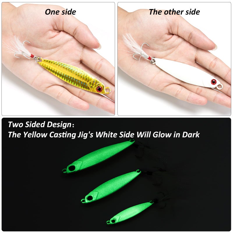 Dr.Fish 5 Pack Metal Jigging Spoon Saltwater Fishing Jigs Spoons Lures Casting Vertical Diamond Jig Lures Freshwater Bass Striper Mackerel Halibut 3/8oz - Image 4